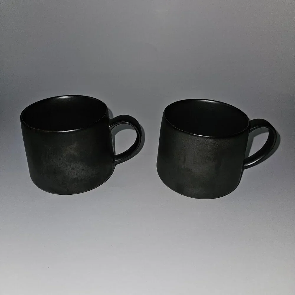 2 Starbucks 2013 Stoneware Mug Coffee Cup Lot 10 oz Brown/Grayish Metallic READ